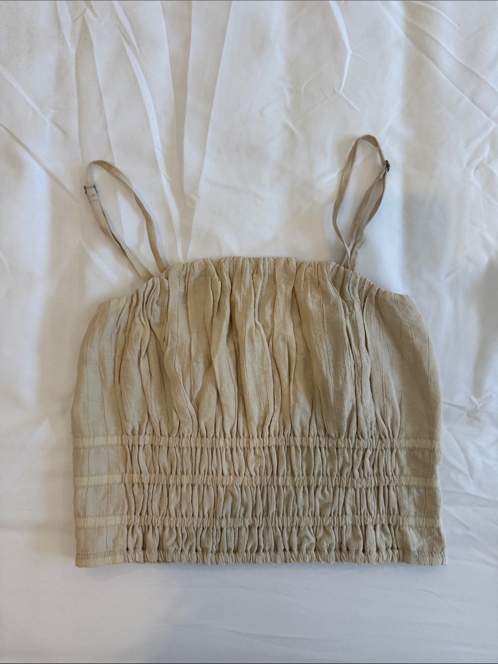 Abercrombie & Fitch Neutral Beige Smocked Cami